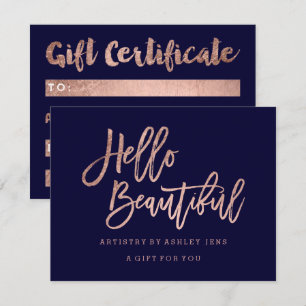 Geschenkzertifikat-Imitat Chic-Rosengoldhallo Einladung