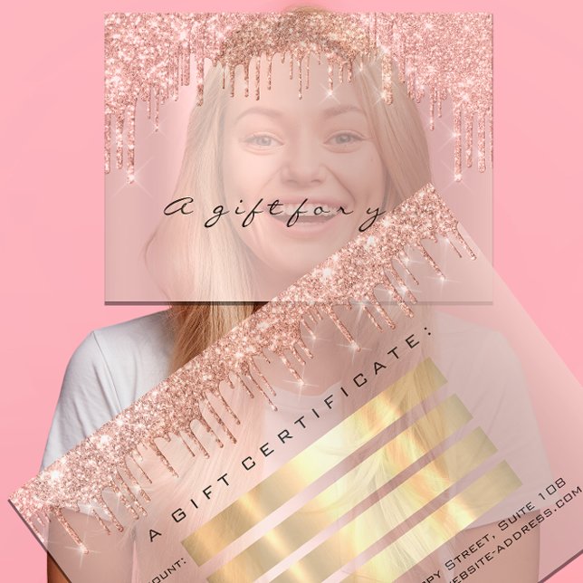 Geschenkzertifikat Nails Makeup Eyelash Rose Tropf Visitenkarte (Gift Certificate Nails Makeup Eyelash Rose Drips )