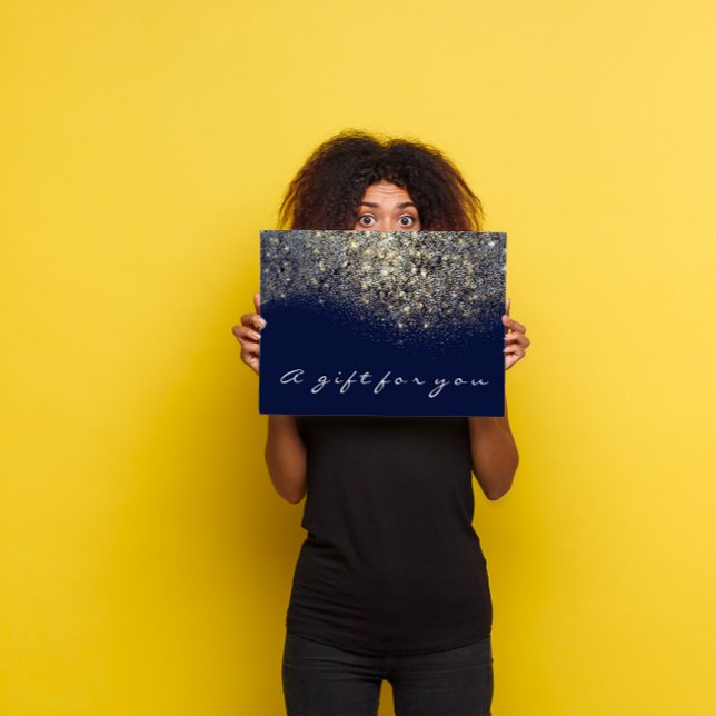 Geschenkzertifikat Sepia Gold Glitzer Blue Navy Gl (Gift Certificate Sepia Gold Glitter Blue Navy Glam)