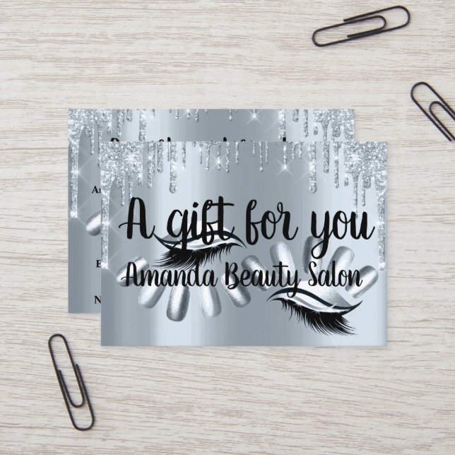 Geschenkzertifikat Wellness-Center Nails Luxury Bl Visitenkarte (Vorderseite/Rückseite Beispiel)