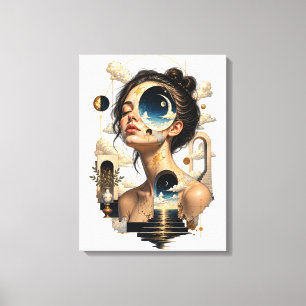 Geschertes Leinwandbild, das ein surrealistisches  Leinwanddruck