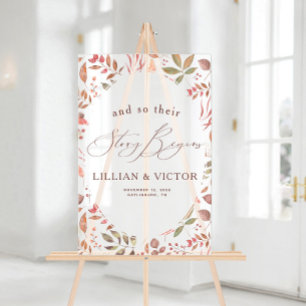 Geschichte Beginnt Herbstblätter Hochzeit Willkomm Acrylschild