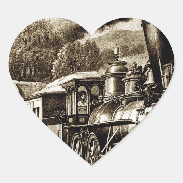 Geschichte der Dampflokomotive-Motor Herz-Aufkleber (Vorderseite)