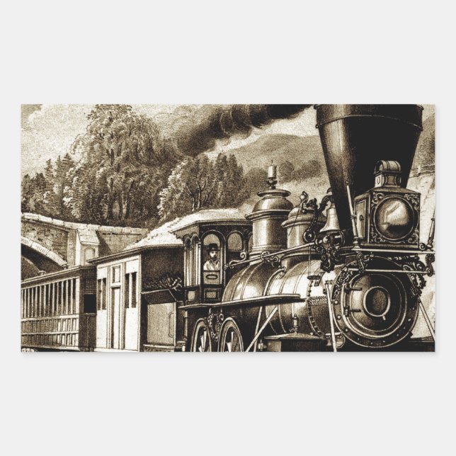 Geschichte der Dampflokomotive-Motor Rechteckiger Aufkleber (Vorderseite)