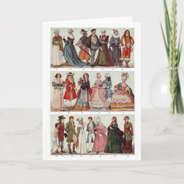 Geschichte der Vintagen Mode, Gruß-Karte Karte (Vorderseite)