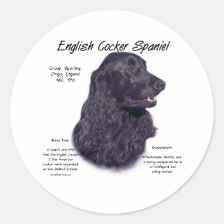 Geschichte des schwarzen English Cocker Spaniels Runder Aufkleber