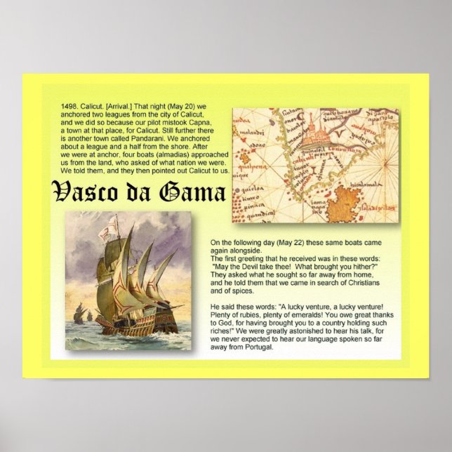 Geschichte, Entdecker, Vasco da Gama Poster (Vorne)