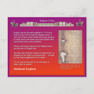 Geschichte, Mittelalter England, Magna Carta Postkarte