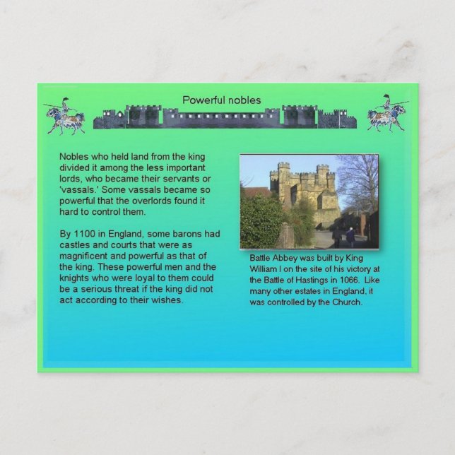 Geschichte, Mittelalter, mächtige Nobeln Postkarte (Vorderseite)