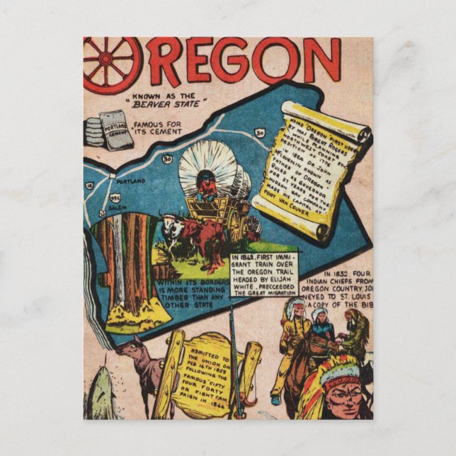 Geschichte Oregons Postkarte (Vorderseite)