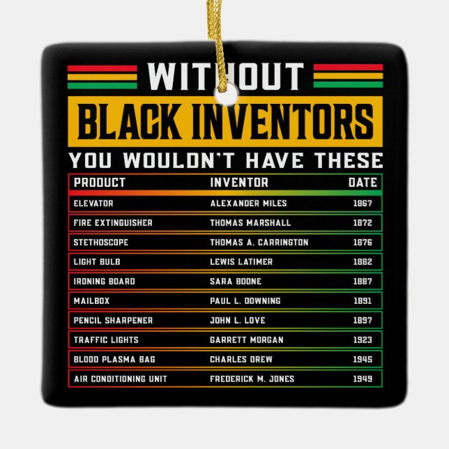 Geschichte vergessener schwarzer Erfinder schwarze Keramikornament (Vorderseite)