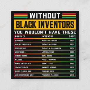Geschichte vergessener schwarzer Erfinder schwarze Quadratische Visitenkarte