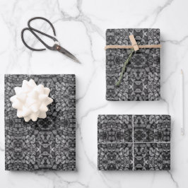Geschichtete Baumstämme Schwarz-Weiß-Foto Geschenkpapier Set