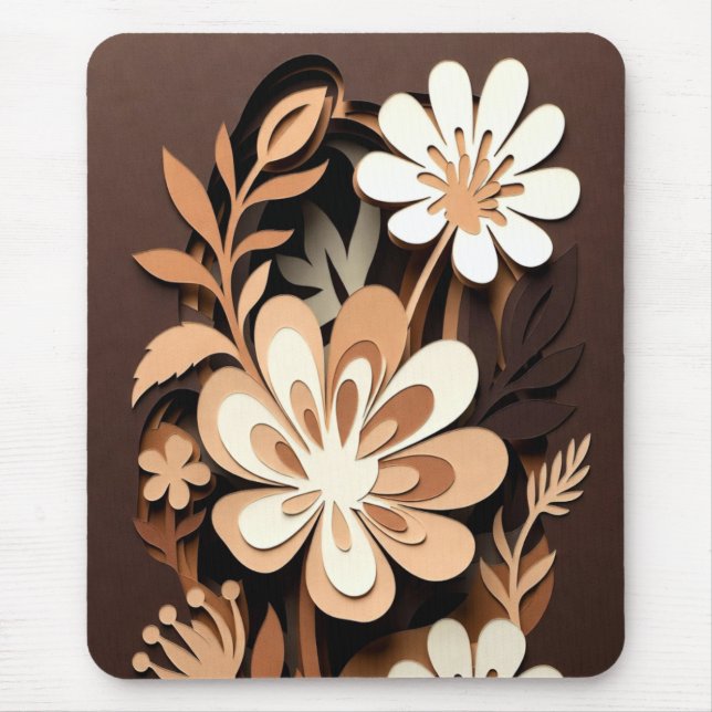 Geschichtete florale Papier-Schnitt-Harmonie Mousepad (Vorne)