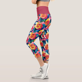 Geschichtete Rosen der Liebe Capri Leggings
