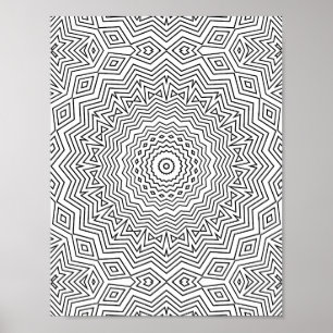 Geschichtetes Chevron-Wellen-Mandala mit Diamant-A Poster