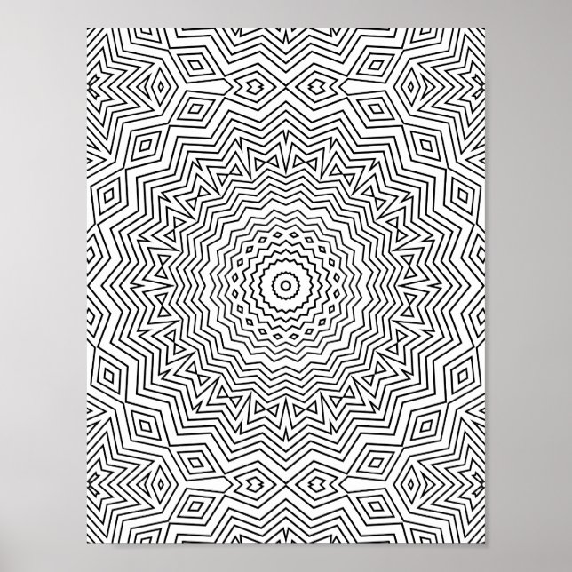 Geschichtetes Chevron-Wellen-Mandala mit Diamant-A Poster (Vorne)