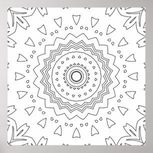Geschichtetes Mandala-Ringmuster zum Ausmalen Poster