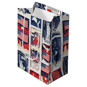 Geschichtetes patriotisches Papier-Schnitt-Kachel- Mittlere Geschenktüte