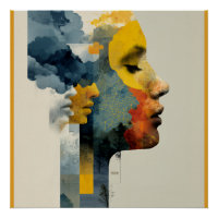 Geschichtetes Profil-Mosaik-Mindscapes-Glow