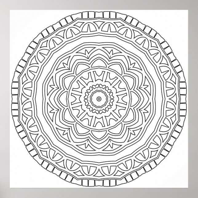 Geschichtetes Stammesmedaillon-Mandala mit Randkun Poster (Vorne)