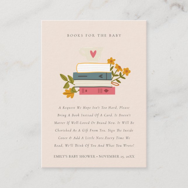 Geschichtliche Bücher mit Blumenbüchern für Babydu Begleitkarte (Vorderseite)