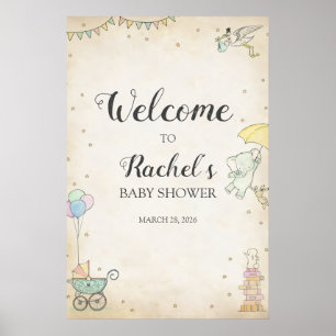 Geschichtsbuch-Baby-Shower-Willkommensposter Poster