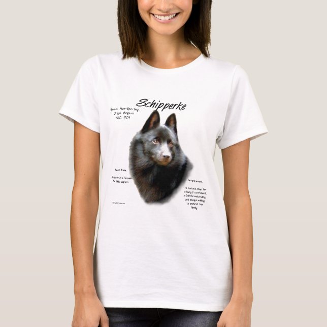 Geschichtsdesign von Schipperke T-Shirt (Vorderseite)