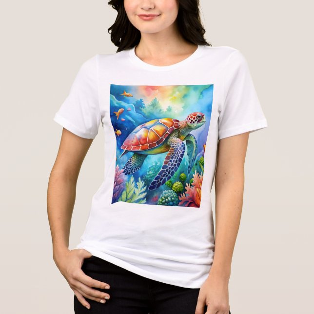 Geschilderte Meeresschildkröte Tri-Blend Shirt (Vorderseite)