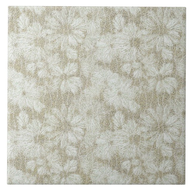 Geschirmte Daisy Textured Muster in Coffee Cream Fliese (Vorderseite)