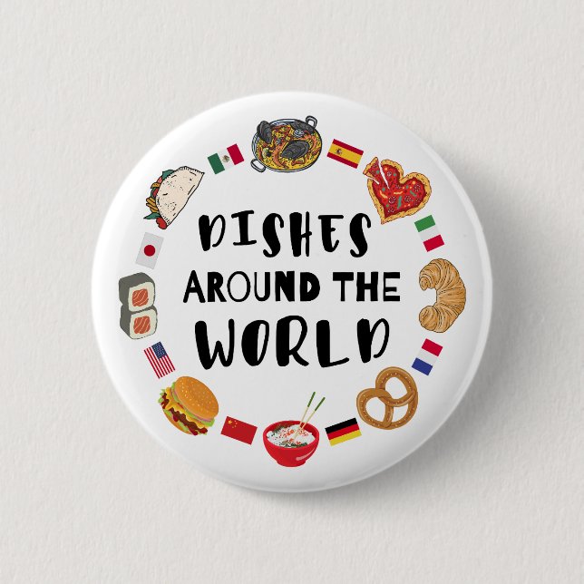 Geschirr auf der ganzen Welt Button (Vorderseite)