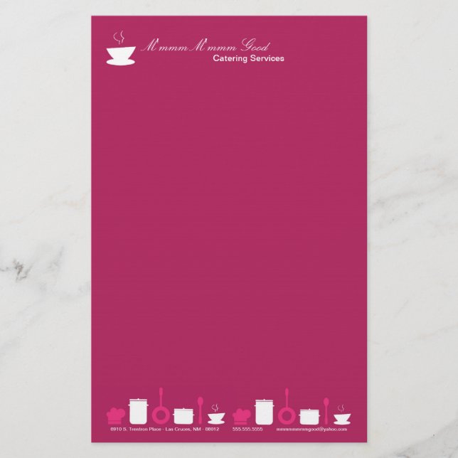 Geschirr - Hot Pink Kulinarischer Catering Briefpapier (Vorderseite)