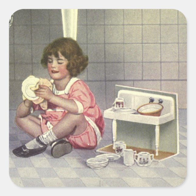 Geschirr machen quadratischer aufkleber (Vorderseite)