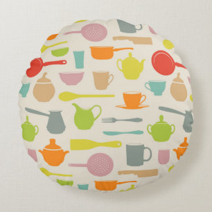 Geschirr-Muster Rundes Kissen