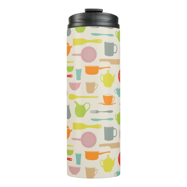 Geschirr-Muster Thermosbecher (Vorderseite)