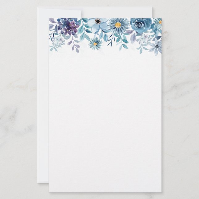 Geschirr Papier blauer Blumen (Vorderseite)