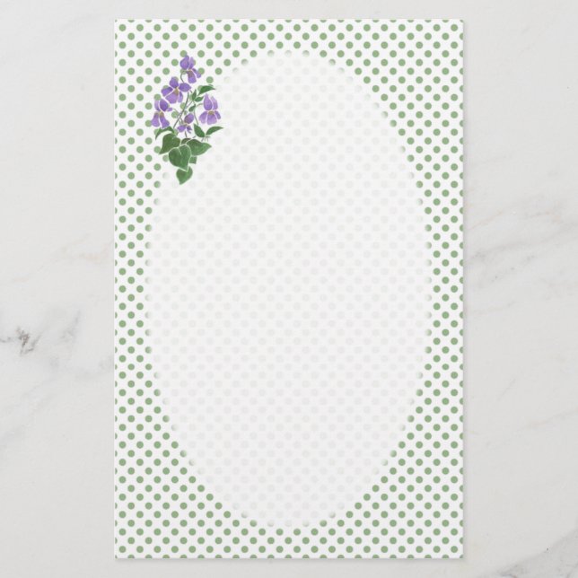 Geschirr: Violetten, Polka Dots to Personalize Briefpapier (Vorderseite)
