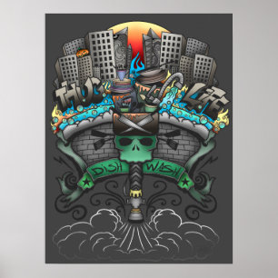 Geschirrspüler Graffiti Zeichnend Poster
