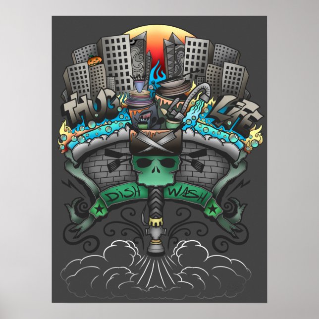 Geschirrspüler Graffiti Zeichnend Poster (Vorne)