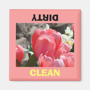 Geschirrspüler-Magnete Schmutzig Sauber Rosa Tulpe Magnet