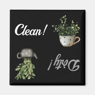 Geschirrspüler sauber und dreckig Gedreht Untergru Magnet