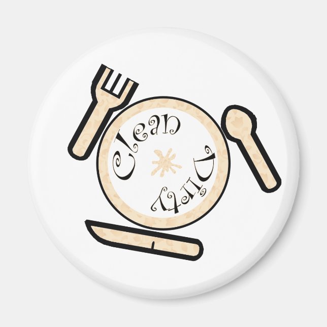 Geschirrspülmaschine, sauber / dreckiges Geschirr  Magnet (Vorne)