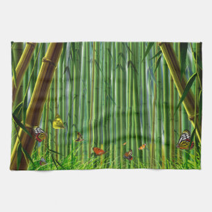 Geschirrtuch der Bambus-u. Schmetterlings-Kunst-1