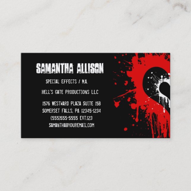 Geschlagene Herzen Moderne Goth Business Card Visitenkarte (Vorderseite)
