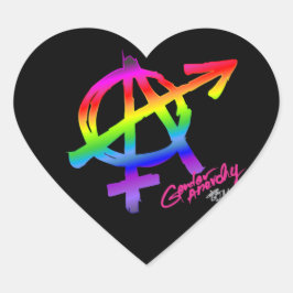 Geschlecht Anarchie Regenbogendesign - Herz Herz-Aufkleber