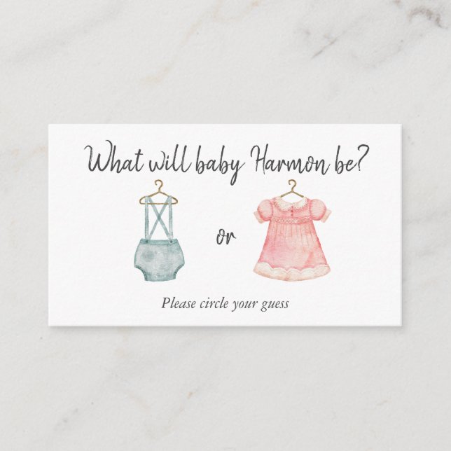 Geschlecht: Baby Shower Voting Card offen legen Begleitkarte (Vorderseite)