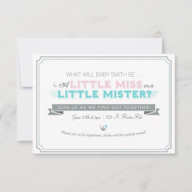 Geschlecht decken Babyparty auf Einladung (Vorderseite)