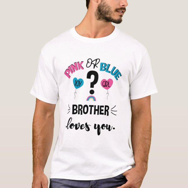 Geschlecht des Babys enthüllt Rosa oder Blau Brude T-Shirt (Vorderseite)