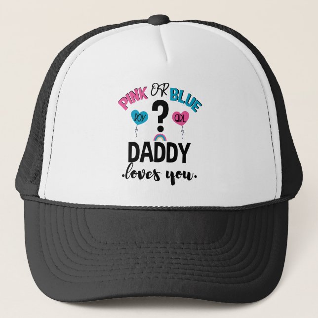 Geschlecht des Babys enthüllt Rosa oder Blau Papa  Truckerkappe (Vorderseite)
