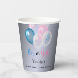 Geschlecht enthüllt Baby Dusche blau pink silber Pappbecher